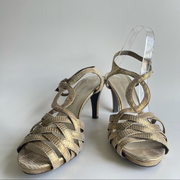 ETIENNE AIGNER Gold Strappy Heels - Picture 3 of 11